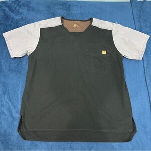 Carhartt Scrub Top Mens Medium Grey Black Nursing Medical Doctor Ripstop Tee